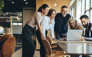 team members working together in an office